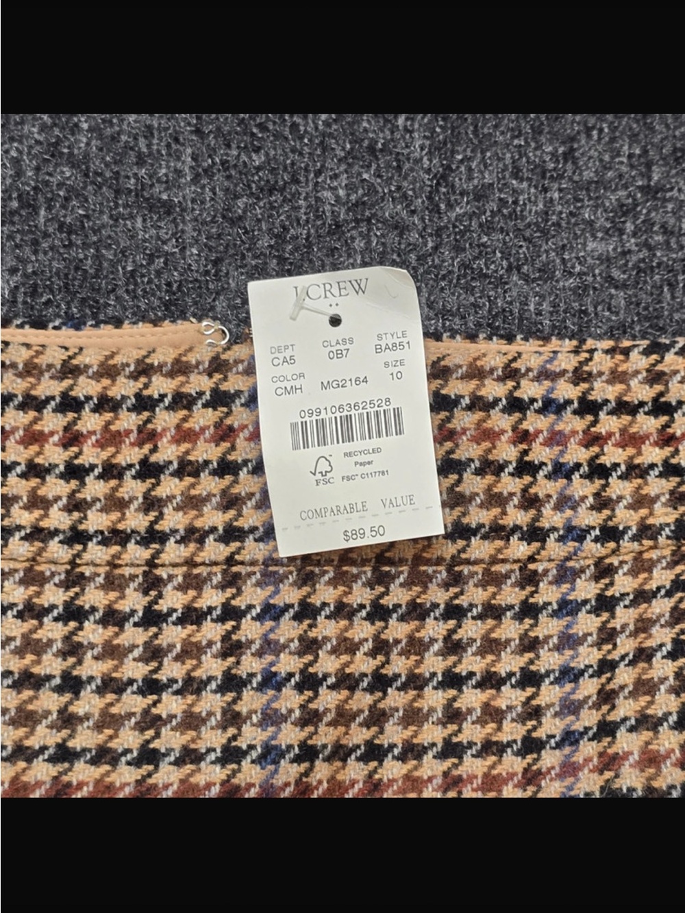 J. Crew Brown Houndstooth Wool-Blend Blazer & Skirt Set - Picture 3 of 7